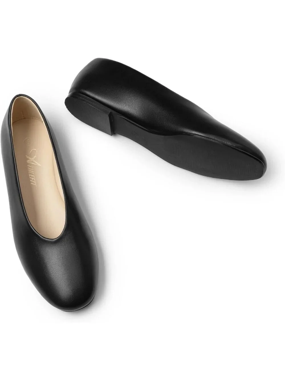 Athlefit Women's Black Closed Round Toe Comfort Flats Slip On Casual Shoes
